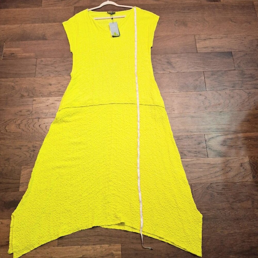 NEW LBISSE Maxi Dress Drop Waist Ankle-Length in Yellow Size XL Resort Vacation - Picture 5 of 8